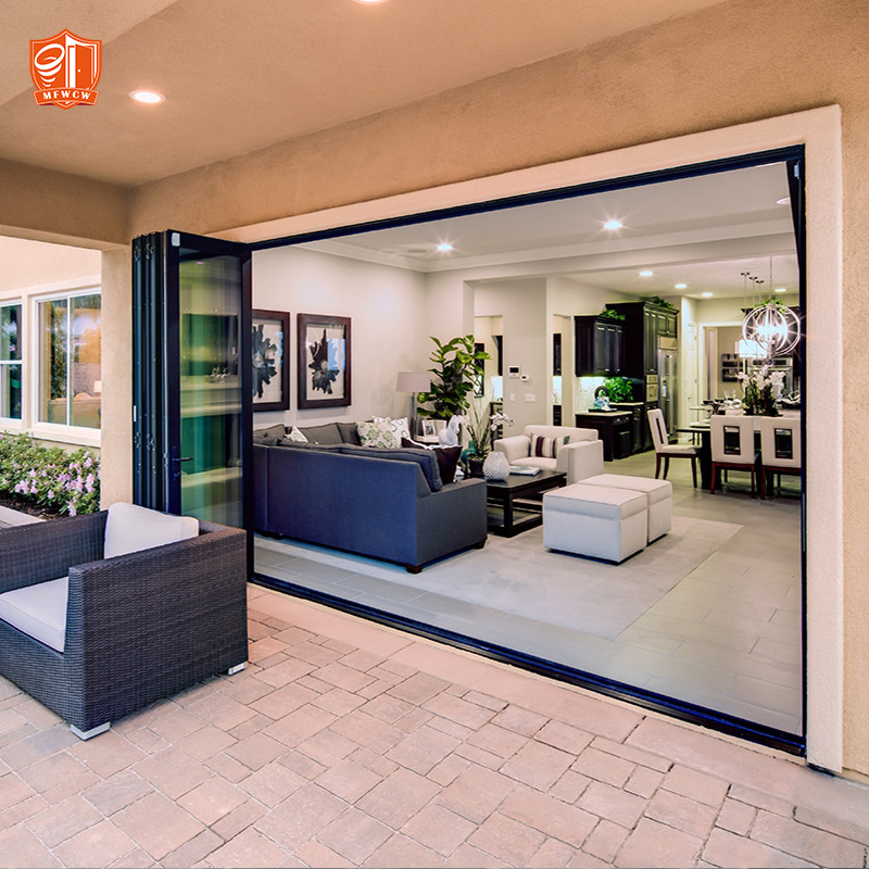 Modern Folding Patio Doors Aluminum Alloy Accordion Glass Bifold Doors For Courtyard Exterior Use