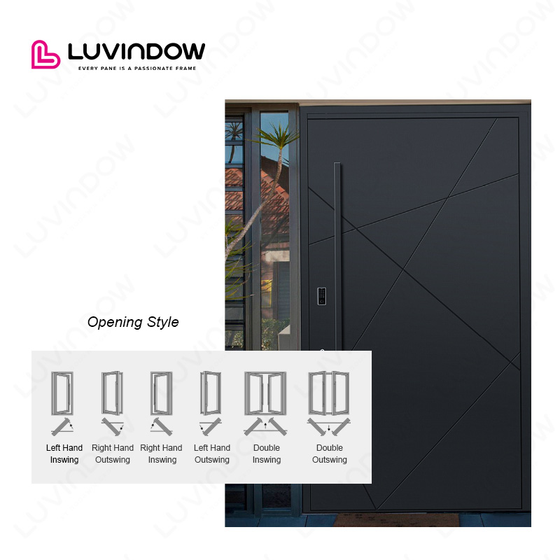 Modern Design Villas Black Profile Aluminum Frame Front Entry Pivoting Doors For Houses