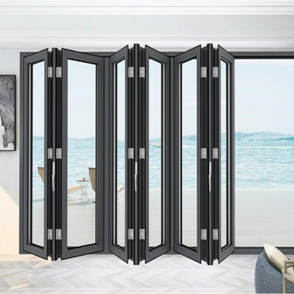 Lukliving Hot Sale Aluminum Folding Door Folding Crystal Doors