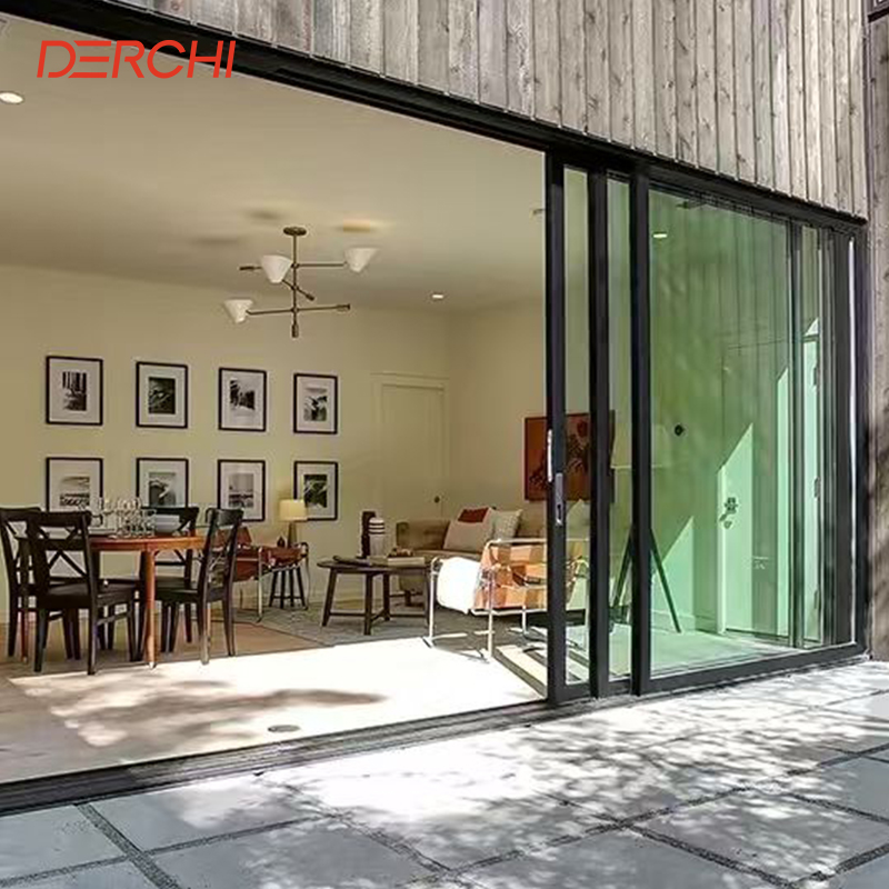 Panoramic Aluminum Energy Efficient Double Big Glass Multi Panel Door Heavy Duty Multi-Panel Outdoor Sliding Doors