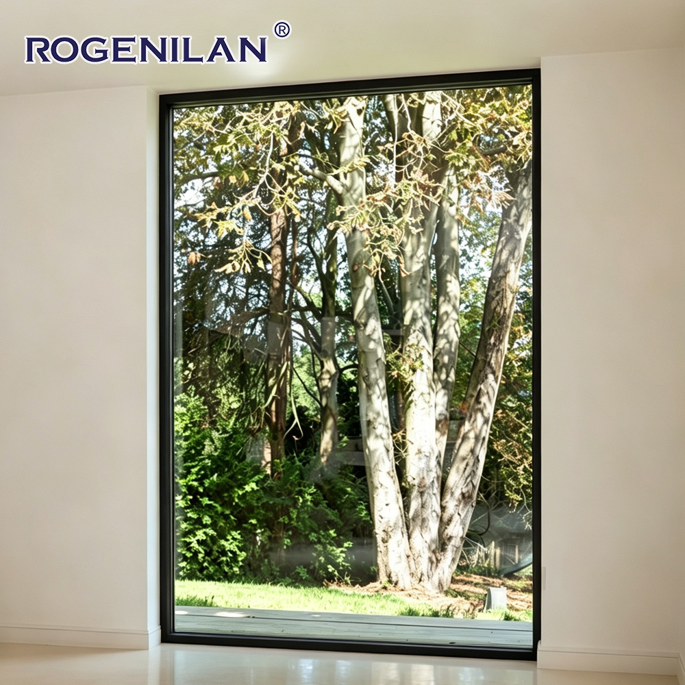 Rogenilan Custom Large Waterproof Aluminum Fixed Glass Panoramic Windows Exterior Double Low-E Glazed Picture Window
