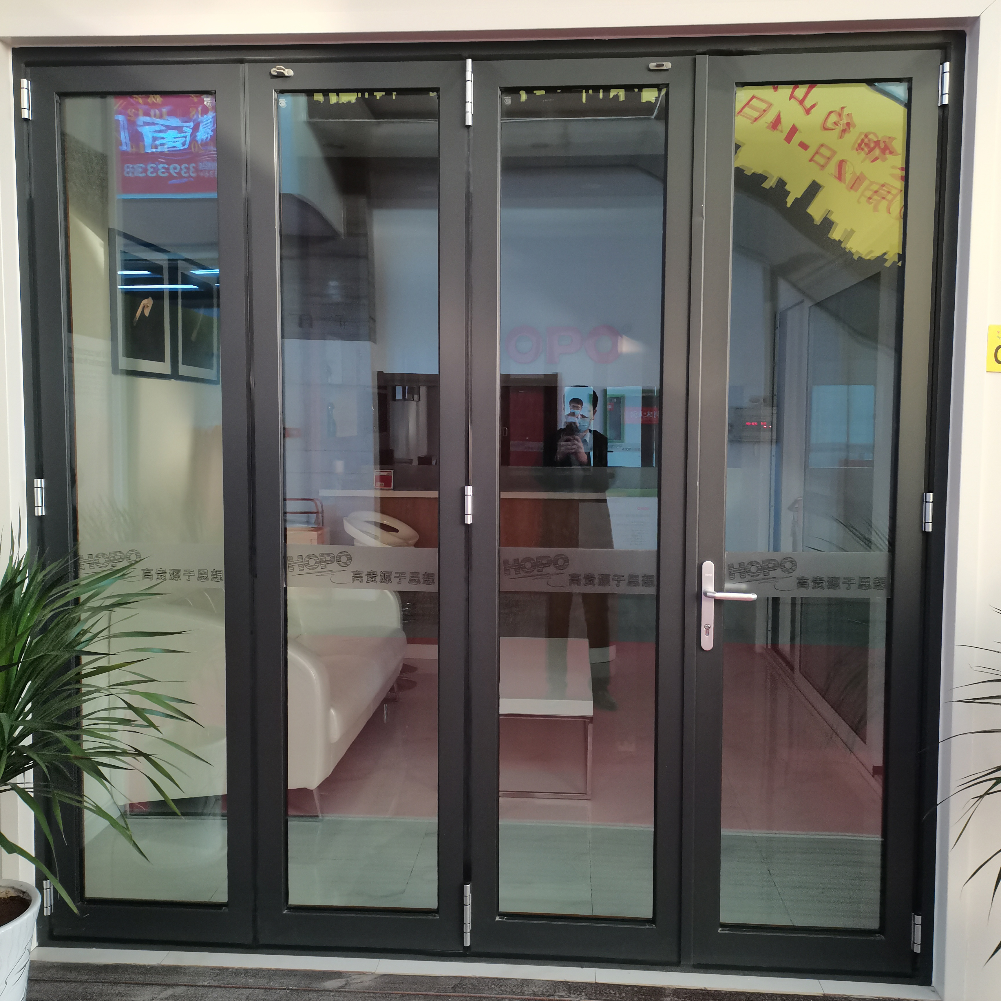 Exterior Front 4 Panel Double Glazed Patio Aluminium Sliding Doors Folding Tri Fold Storm France Bifold Door