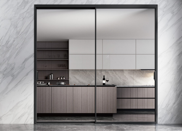 High Quality Narrow Aluminum Alloy Sliding Door Slide Roller Exterior Aluminium Glass Doors Hing for Room Kitchen Slide Door