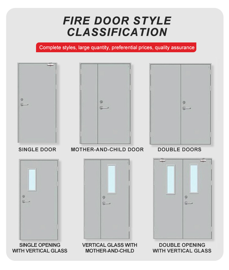 Modern Aluminum Glass Fireproof Double Entry Door Exit Design Finished for Hotel Commercial Warehouse School Interior Use