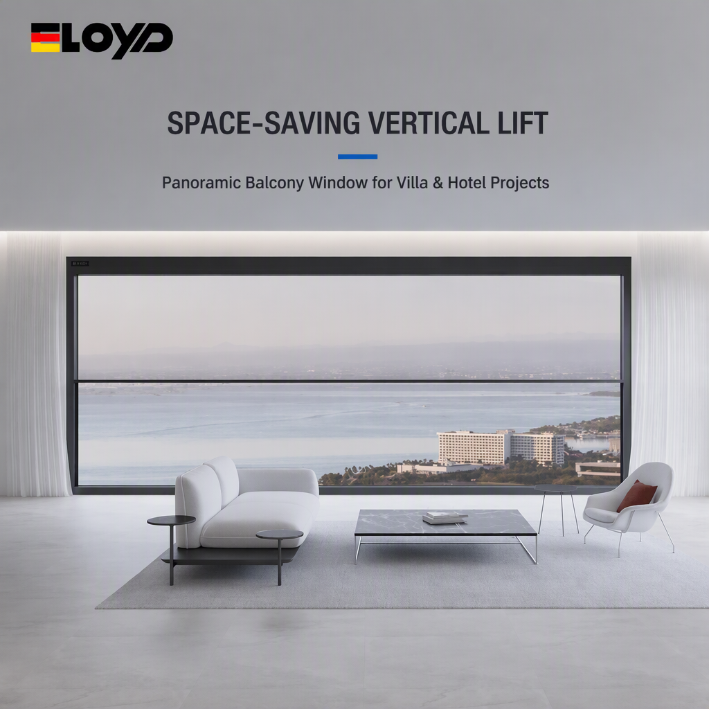 Eloyd Aluminum Automatic Vertical Sliding Window up and Down Glass for Villas' Exterior Lifting Balcony Window