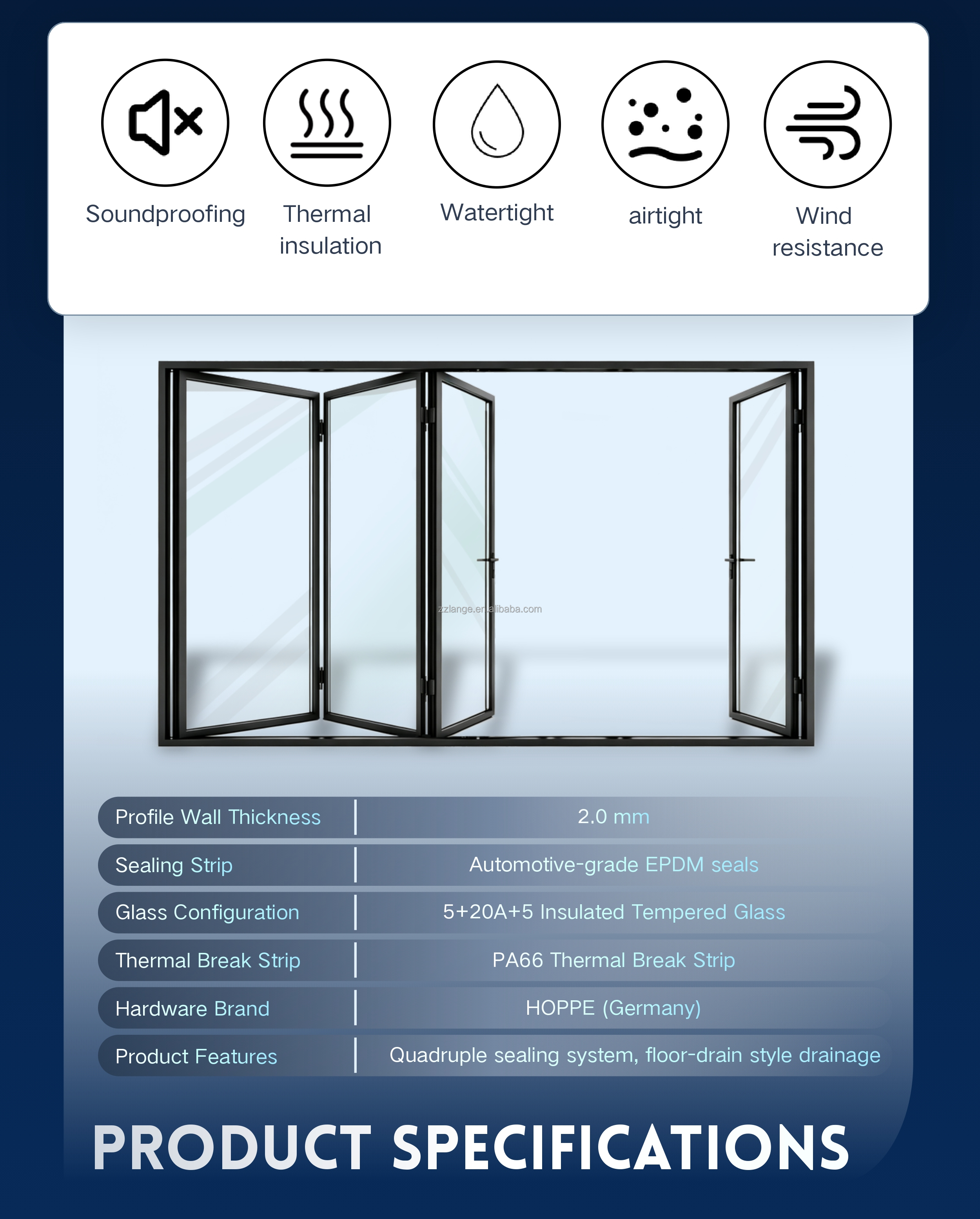 Folding Door Technical Drawing 1