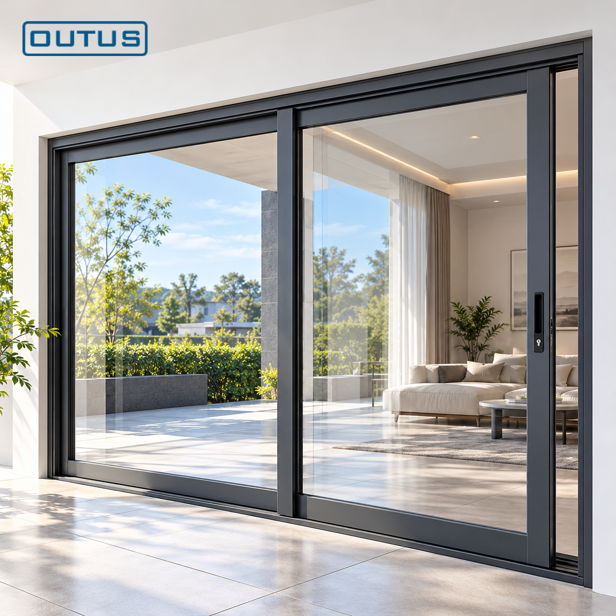OUTUS Aluminum Alloy Push Pull Diamond Mesh Security Screen Door Anti Theft Sliding Mosquito Net Door for Home