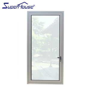 White Aluminium Tempered Glass Casement Swing Door