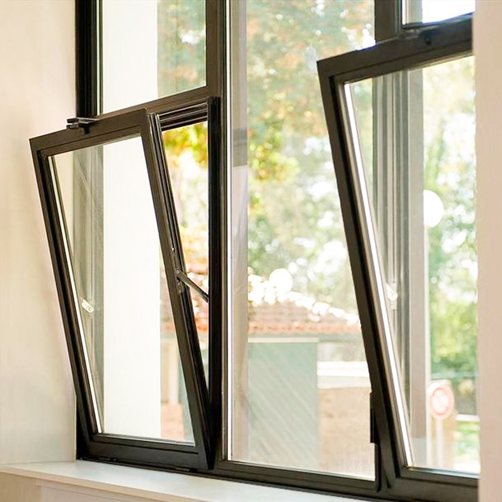 Tilt and Turn Aluminum Window for Villa Horizontal Opening Replacement windows with Double Tempered Glass