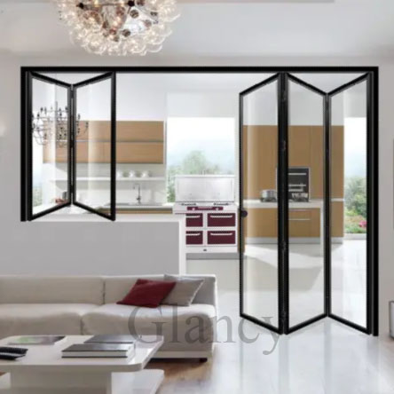 Minimalist Design Soundproof Aluminum Alloy Folding Doors Aluminium Bifold Patio Folding Glass Doors for Exterior Use Houses