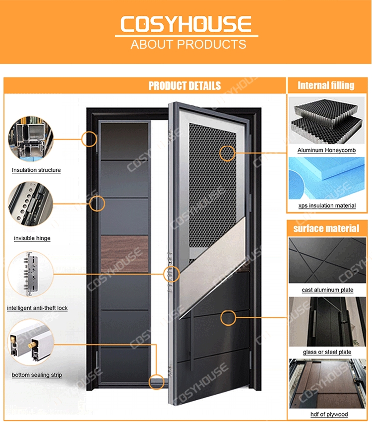 Custom Modern Aluminum Exterior Door Luxury Pivot Entrance Door for Villa and High End House