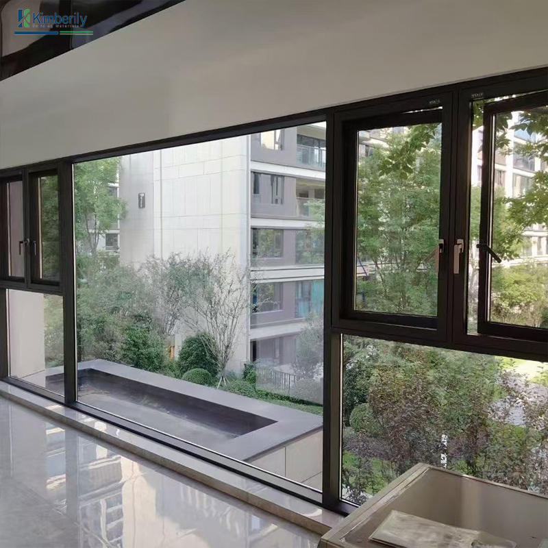 British Modern Minimalist Aluminum Alloy Casement Windows Large-Sized Frameless Tempered Louver Energy Star Qualified Germany