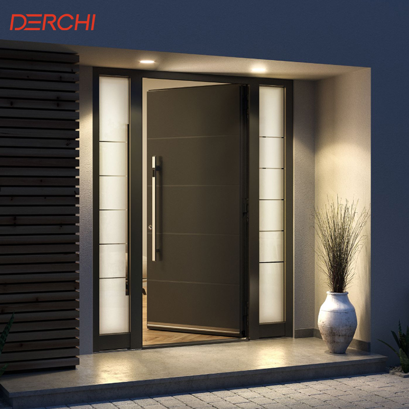 Custom Size Aluminum Entrance Door Exterior Security Front Door For Villa House Commercial Project