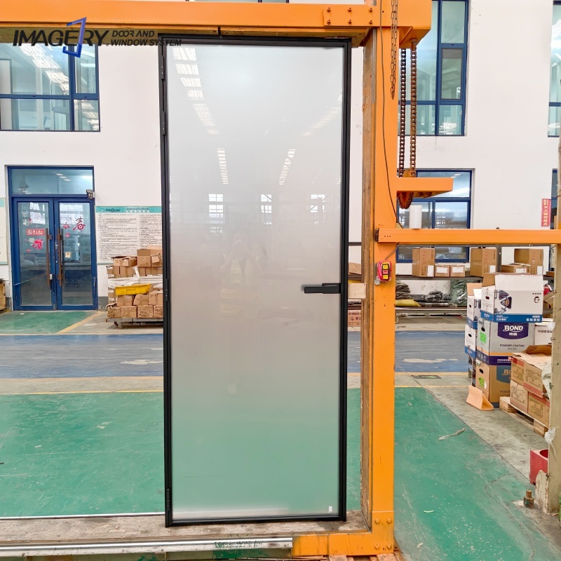 Minimalist Style Extremely Narrow Frame Casement Aluminum Door Soundproof Interior for Kitchen Bathroom
