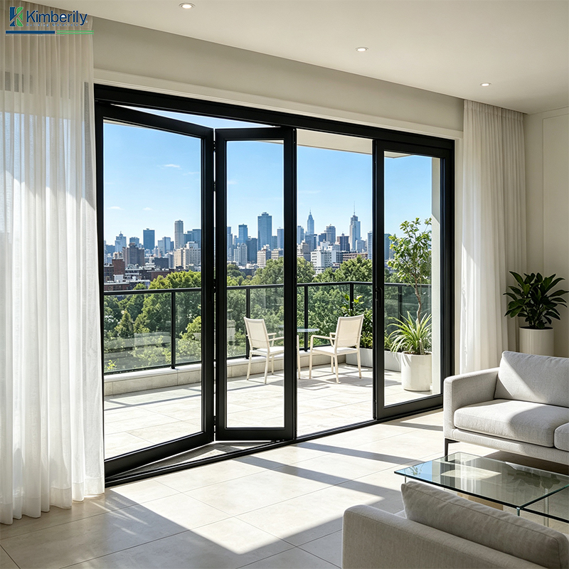 Modern Sliding Folding Glass Door Aluminum Stacking Panoramic Accordion Foldable Sliding Doors Balcony Folding Door