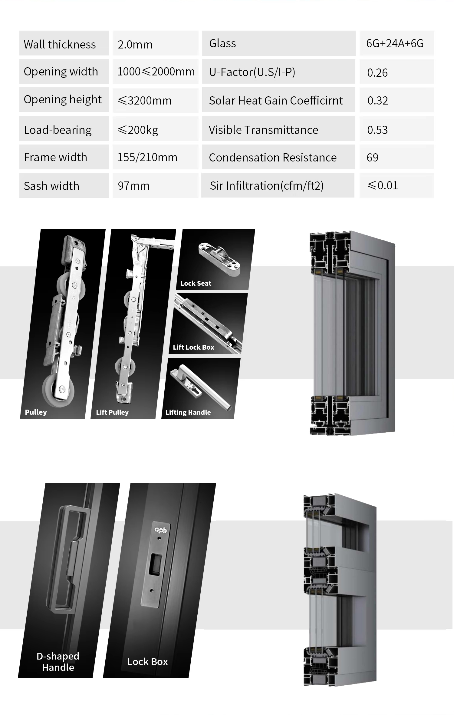 AOSTTER Semi-Open Kitchen Aluminum Partition Door with Clear Vision Tempered Panel and Durable Alloy Frame for Urban Flat