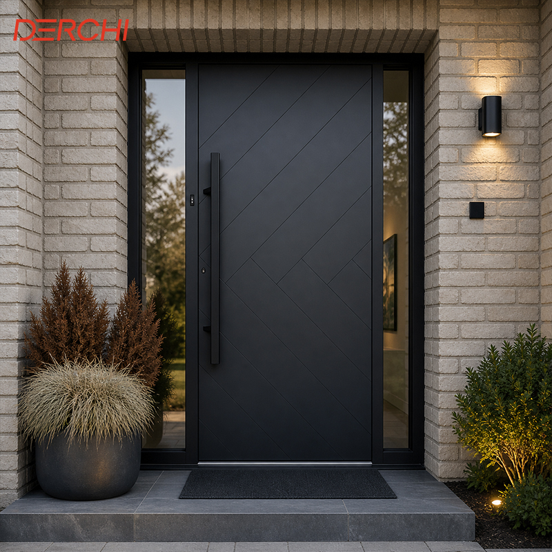 Custom Size Aluminum Entrance Door Exterior Security Front Door For Villa House Commercial Project