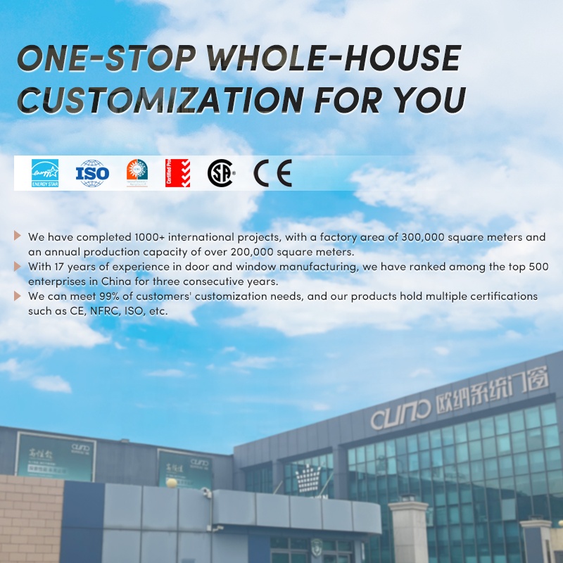 OUNA Heavy Duty Panoramic Aluminum Sliding Patio Door Residential House Waterproof Thermal Break Exterior Lift and Sliding Door