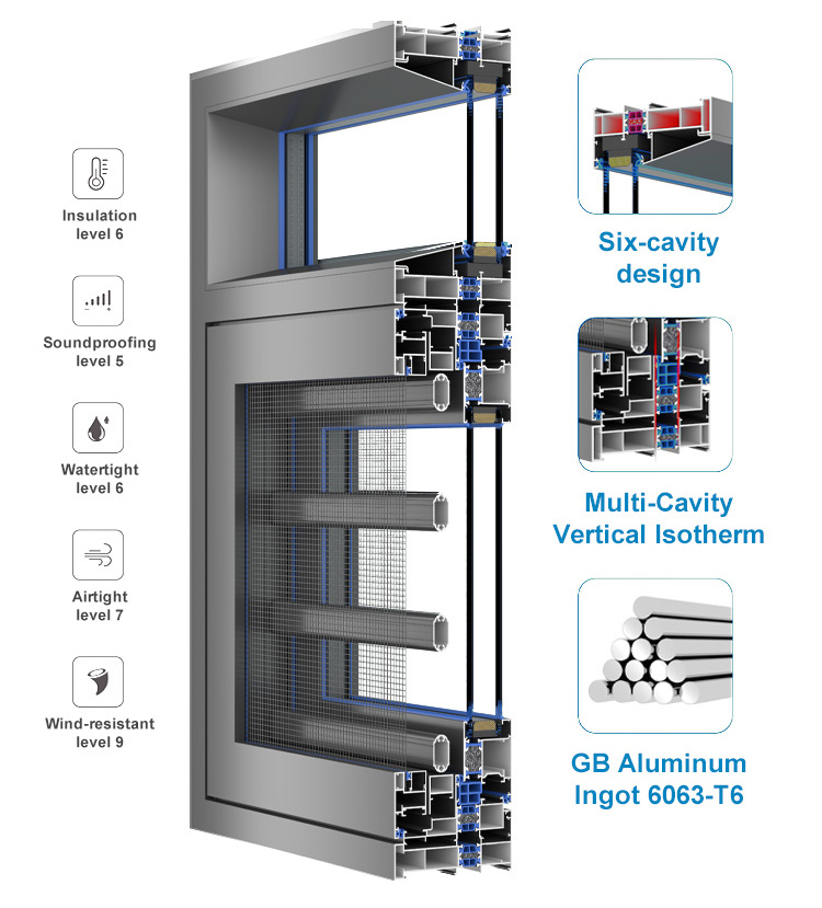 Customized Bridge-cutoff Aluminum Door Aluminum Alloy Material 68 Broken Bridge Folding Door