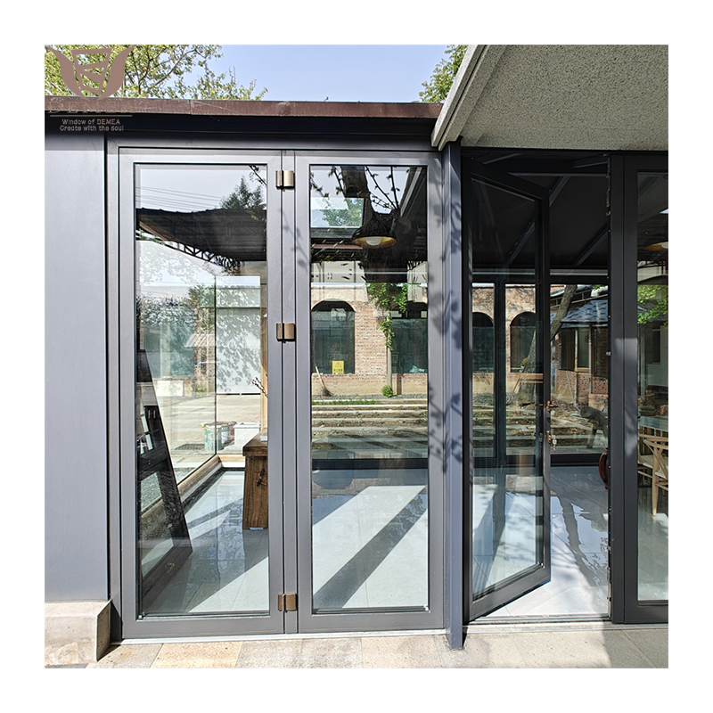 DEMEA American Project Aluminium Folding Door Entrance Front Alloy Aluminium Doors Black Hurricane Impact Aluminum Folding Door