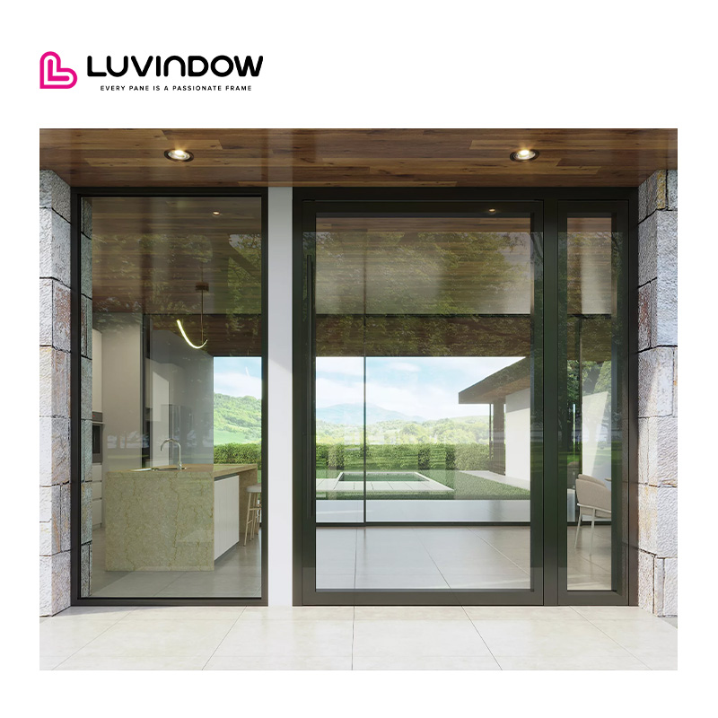 High Performance Thermal Insulation Wide Access Aluminum Pivot Entry Doors for Luxury Builder Residential Projects