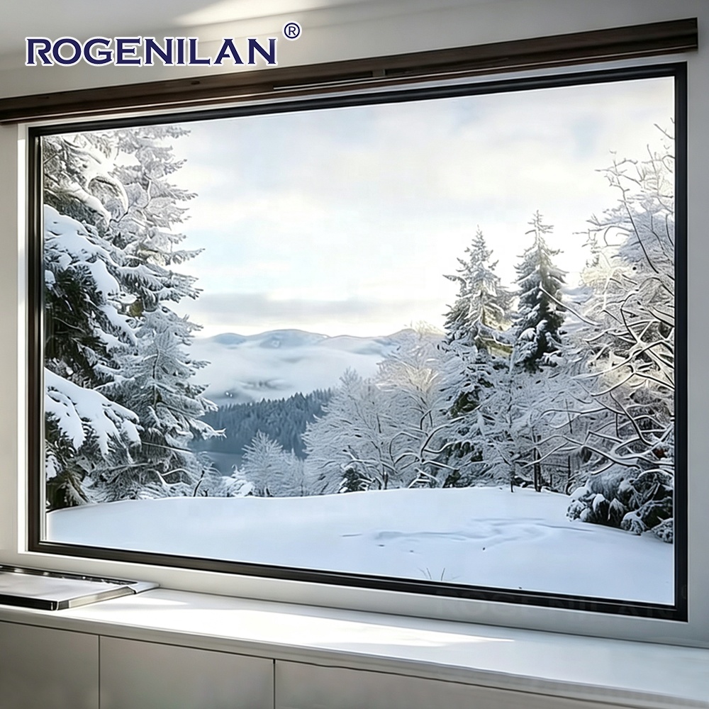 Rogenilan Custom Large Waterproof Aluminum Fixed Glass Panoramic Windows Exterior Double Low-E Glazed Picture Window