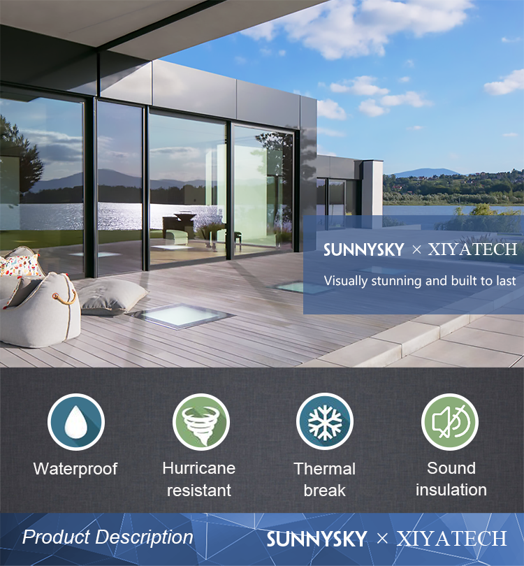 Sunnysky Large Modern Glass Thermal Break Aluminum Awning Window for Internal Outdoor Use Swing Aluminum Alloy for Residential