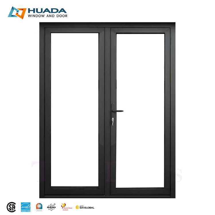 Exterior Double Front Entry Doors Hurricane Impact Swing Style Aluminum Alloy French Windows and Doors for House