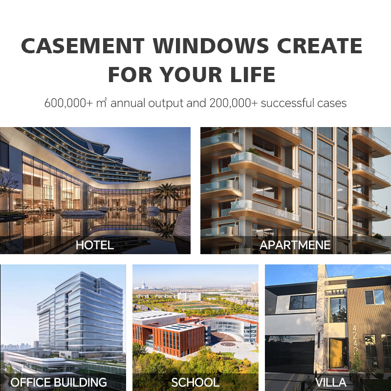 DERCHI Factory Direct Sales Tinted Aluminum Casement Windows Outward Thermal Break Casement Windows For House