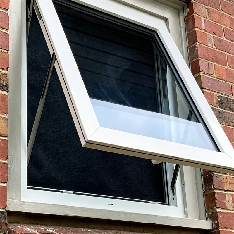 Window Low Profile Bevel Aluminum Glass Anthracite Powder Top Hung Modern Building Facade Windows