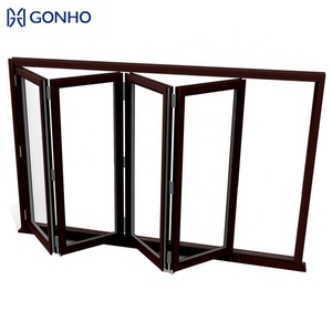 GONHO Champagne Aluminum Accordion Folding Windows