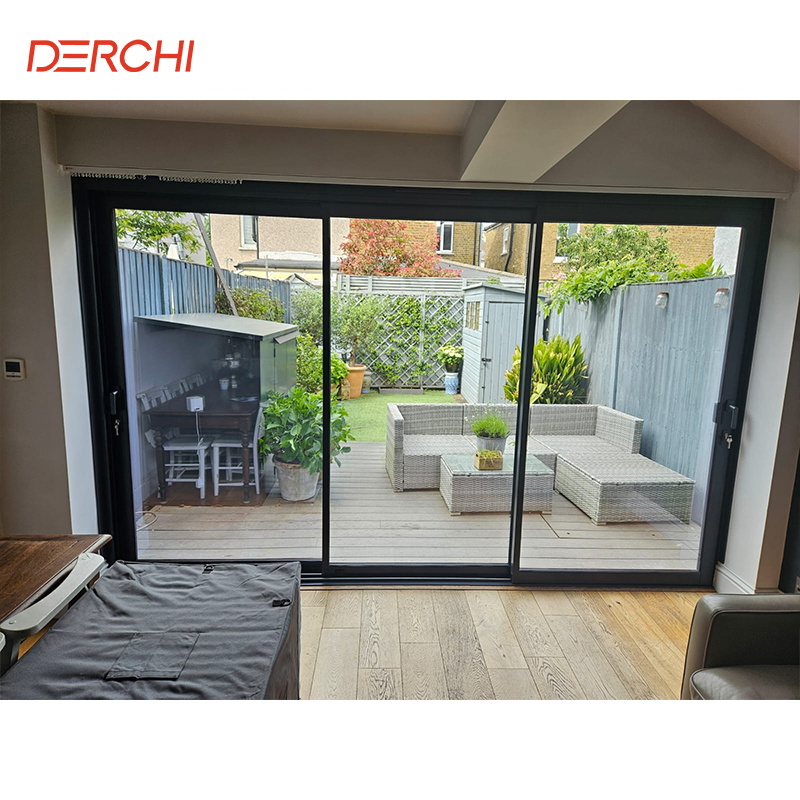 DERCHI Aluminium Residential House Commercial Heavy Duty Thermal Break Automatic Sliding Door Aluminum Patio Glass Door