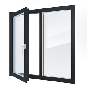 Sound Proof Modern French Style Black Aluminum Frame Casement Door and Window
