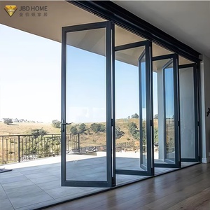 NFRC Modern Villa Patio Folding Door Aluminum Partition Double Glass Bi-fold Doors