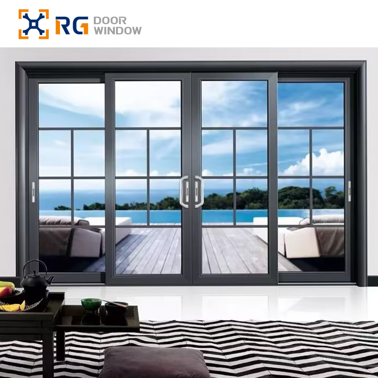 RG100.8 2025 New Factory Custom Glass Aluminium Home Decoration Thermal Insulation Windproof Sliding Doors