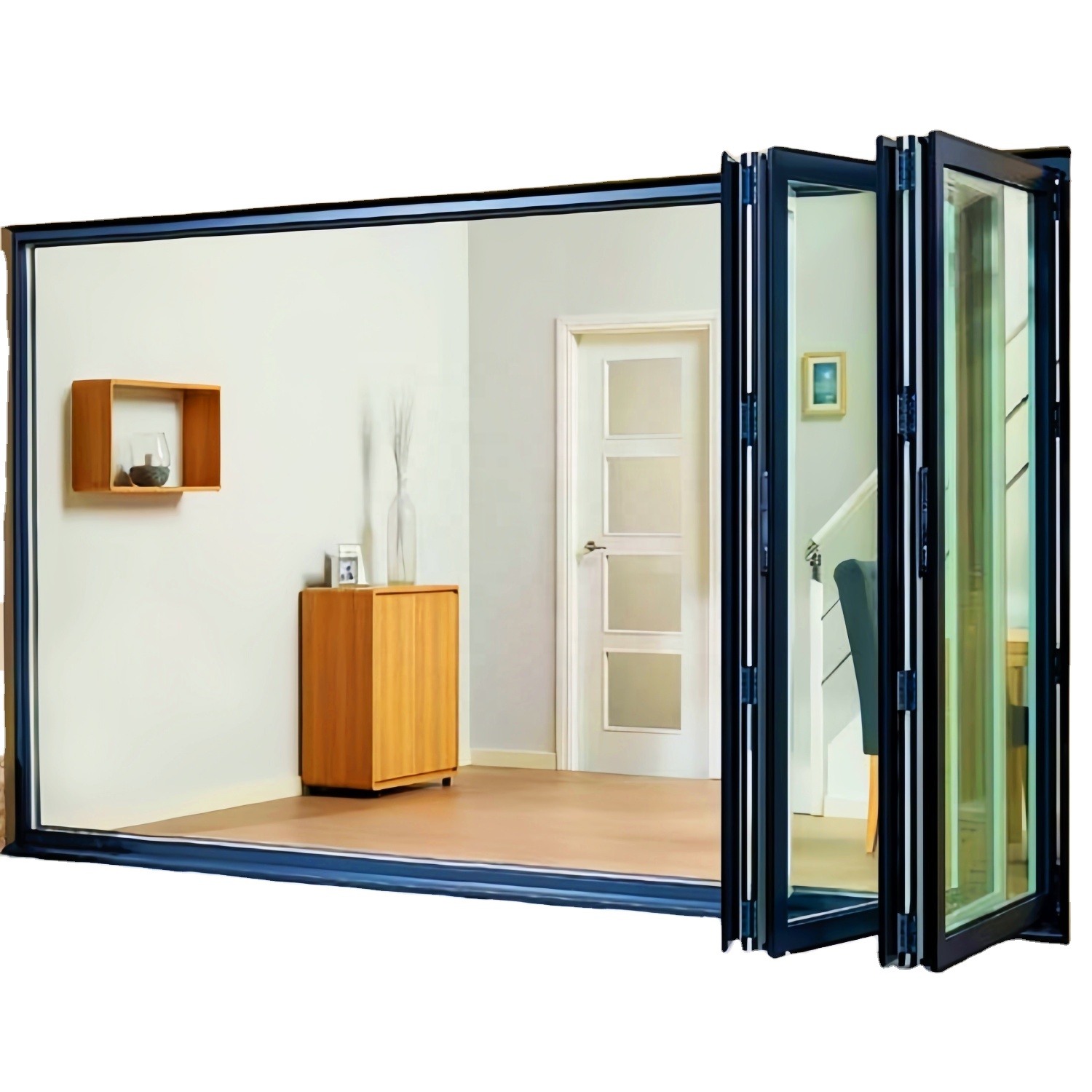 Customized Veranda Exterior Accordion Bi-fold Door Glass Hurricane Proof Sliding Patio Multi Panels Aluminum Bi Folding Door