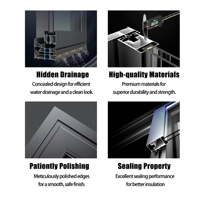 Exterior Sound Proof Modern French Style Black Aluminum Frame Casement Windows with Heat Insulation and Tempered Double Glass
