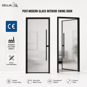 Narrow Frame Fluted Glass Swing Door