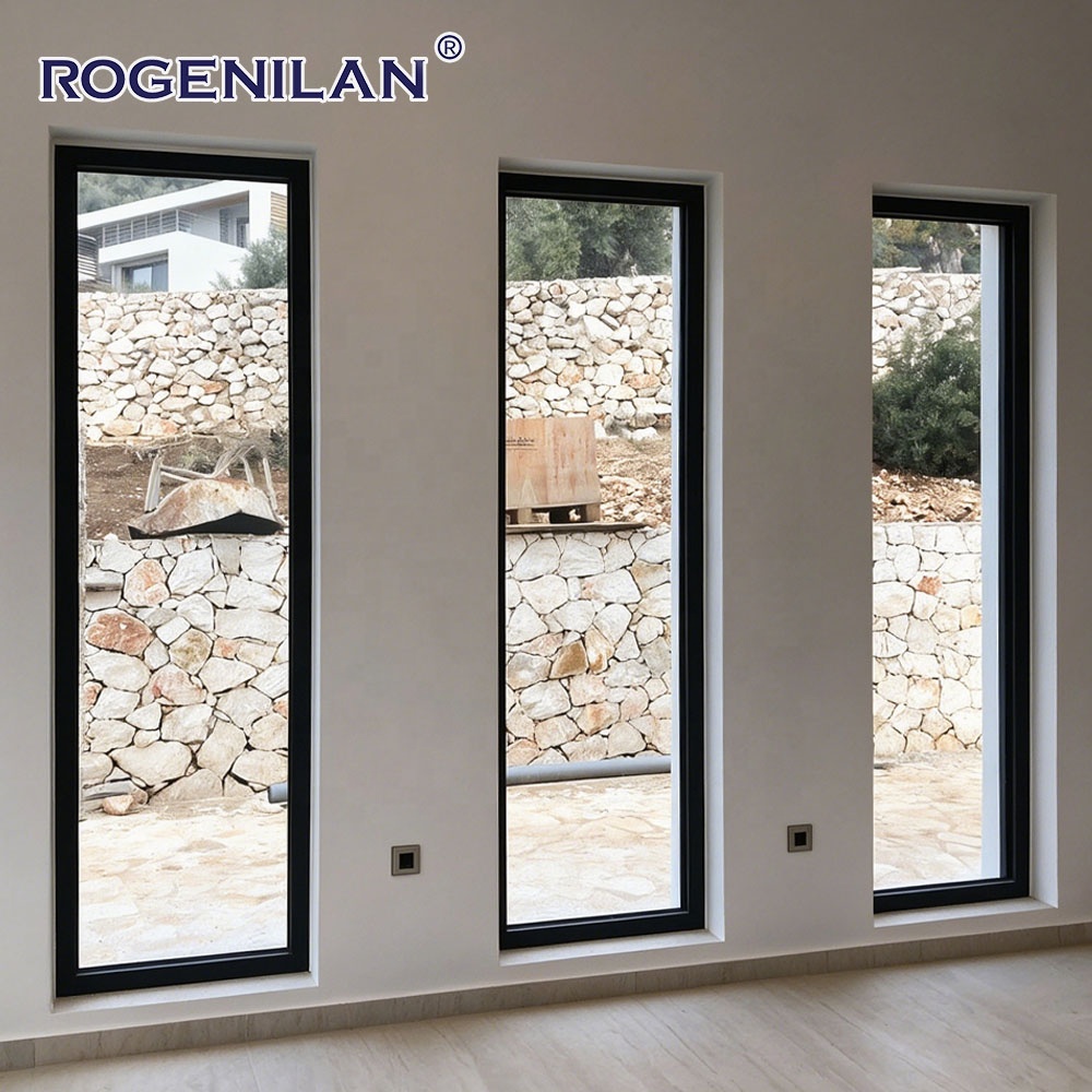 Rogenilan Custom Large Waterproof Aluminum Fixed Glass Panoramic Windows Exterior Double Low-E Glazed Picture Window