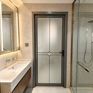 Aluminum Framed Frosted Glass Bathroom Swing Door