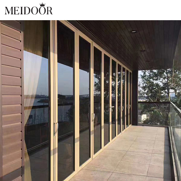 Exterior Front 4 Panel Double Glazed Patio Aluminium Sliding Doors Folding Tri Fold Storm Japanese Bifold Door