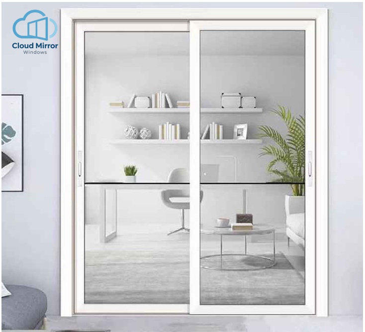 Ultra Slim Aluminum Interior Folding Doors with Grey Tempered Glass for Kitchen