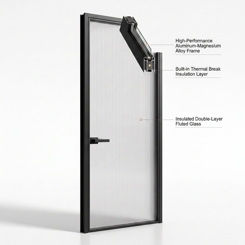 Black Aluminum Magnesium Alloy Bathroom Door Double Glazing Multi-Point Locking Custom Color Modern Shower Partition