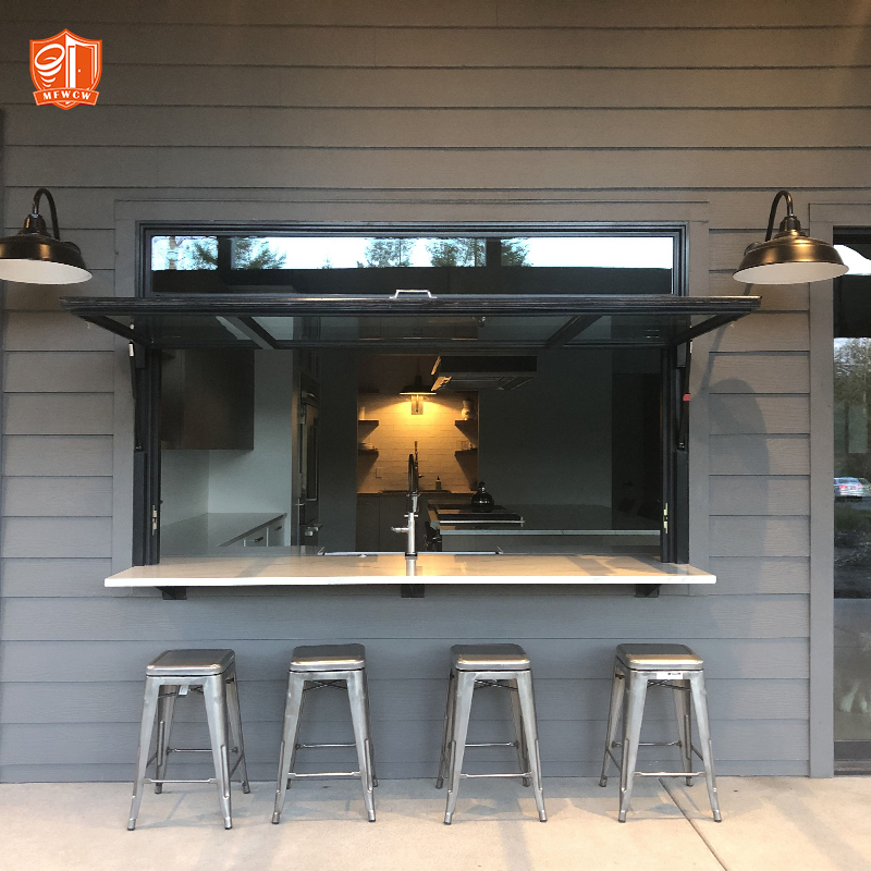 Customizable Color Vertical Louver Gas Strut Aluminum Alloy Frame Pass Through Windows Flip Out Push Out Glass Window