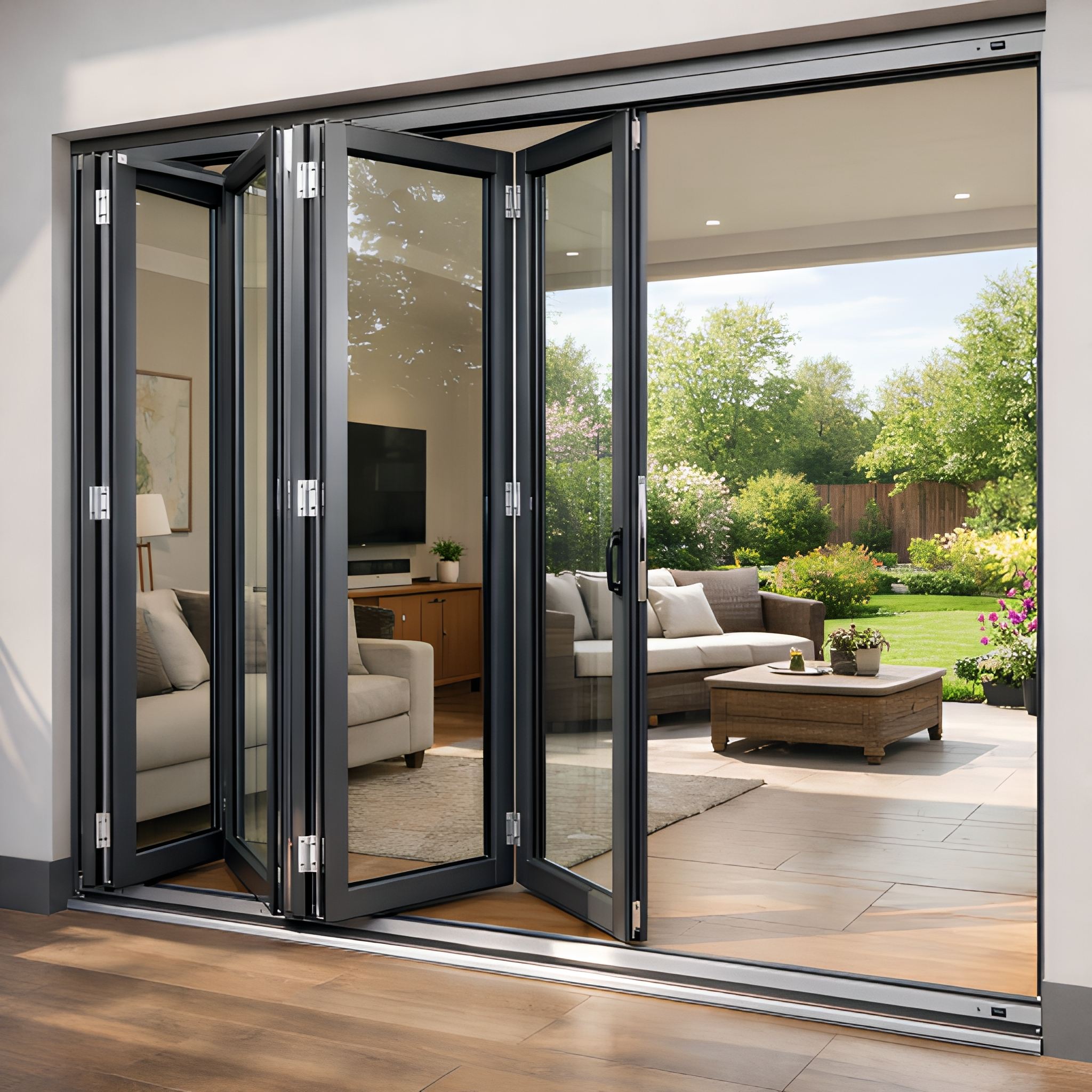 Manufacturer Waterproof Hurricane Proof DoubleGlazed Aluminum Sliding Glass Patio Doors Foldable Folding Door