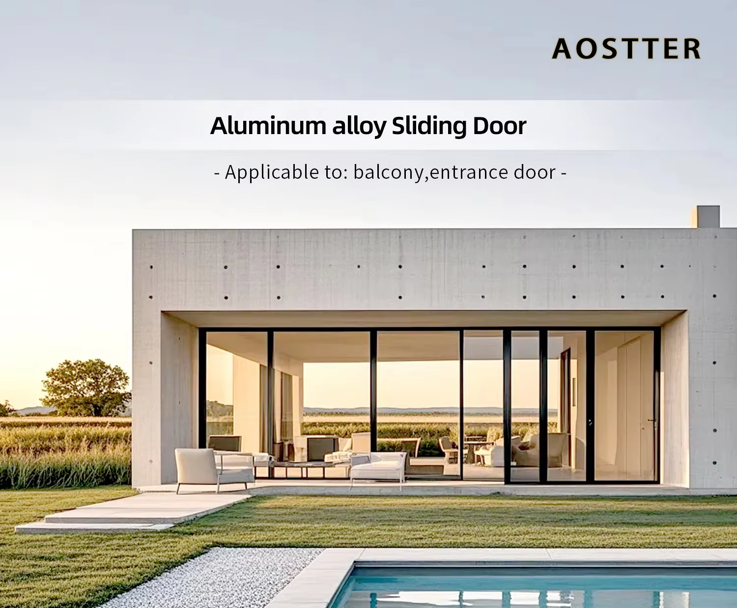 AOSTTER Semi-Open Kitchen Aluminum Partition Door with Clear Vision Tempered Panel and Durable Alloy Frame for Urban Flat