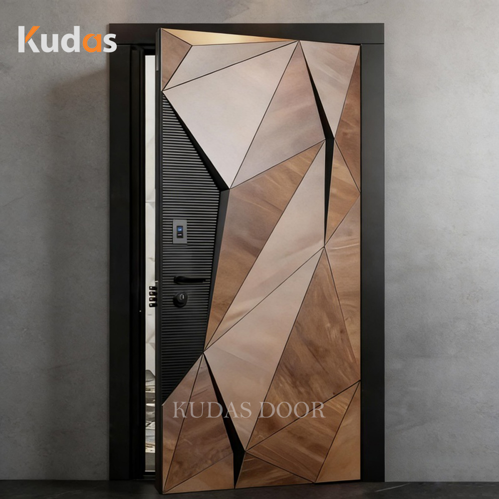 Modern Luxury Pivot Front Entry Door Customizable Cast Aluminum Solid Wood Exterior Security Entrance Door for High-End Villa