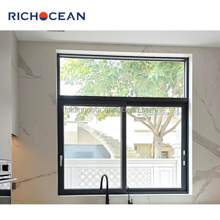 RICHOCEAN NFRC CE AS2047 CSA Custom Double Glass Sliding windows Aluminum Waterproof House Slide Window with Screen Mesh