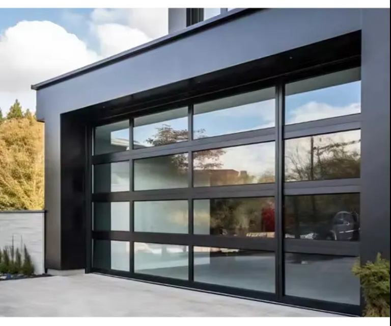 LongTai Transparent glass Windows Aluminium Garage Door Vertical Roll up Screens Doors for Garage Doors