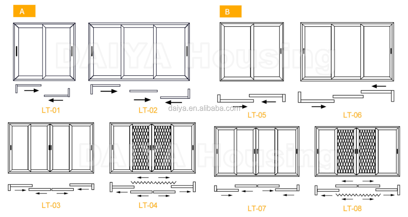 DAIYA Half Glass Aluminum Sliding Door for Kitchen with Low E Sliding Door